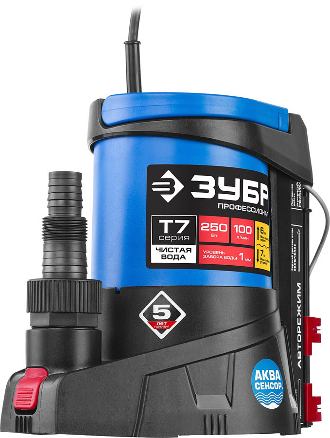 ЗУБР 250 Вт, 100 л/мин, насос погружной дренажный для чистой воды НПЧ-Т7-250 Профессионал купить по цене 7 980 ₽ в интернет магазине ТЕХСАД