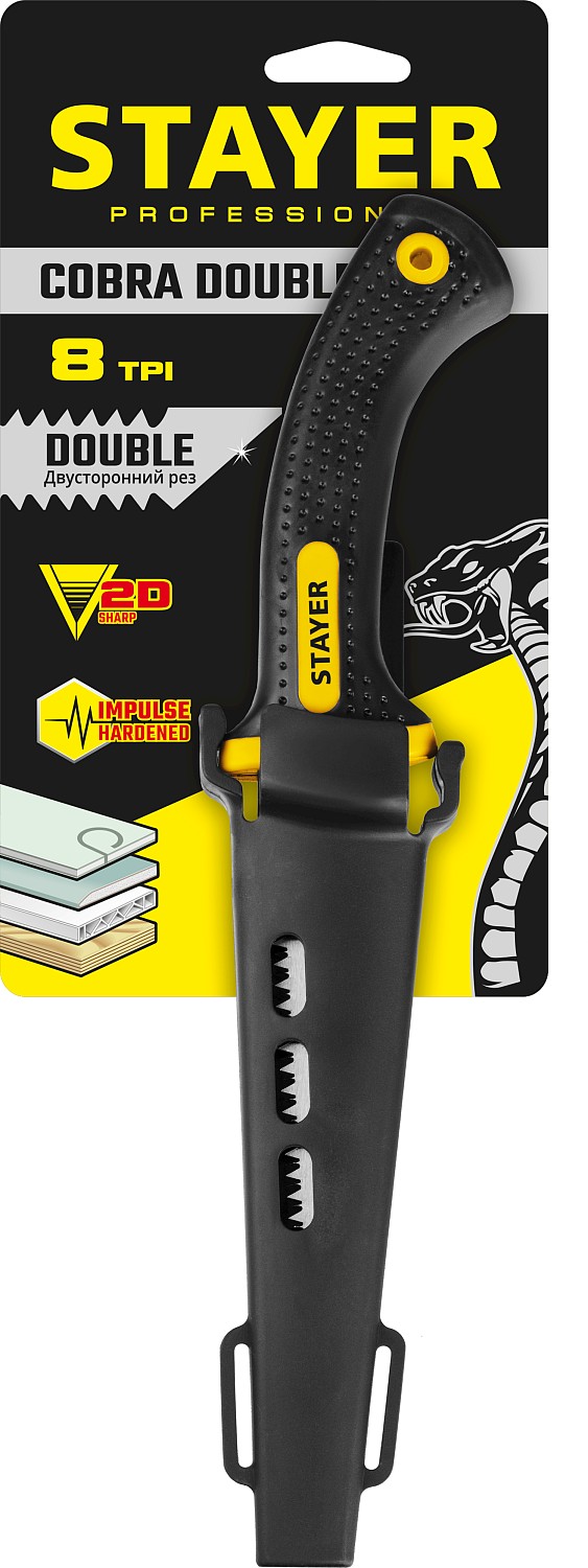 STAYER 150 мм, с двухсторонним лезвием, выкружная мини-ножовка по гипсокартону Cobra Double-8 2-15170_z01 купить по цене 690 ₽ в интернет магазине ТЕХСАД