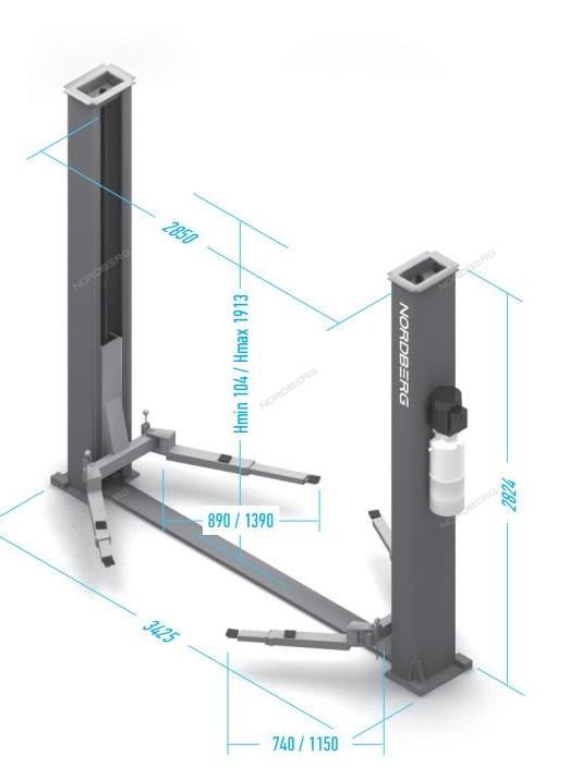Подъемник электрогидравлический, 4 т, 220 В, ассиметричный NORDBERG N4121A-4T(220) купить по цене 186 622 ₽ в интернет магазине ТЕХСАД