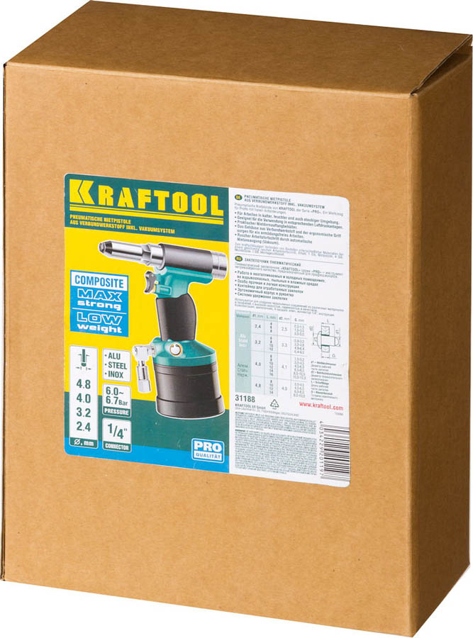 KRAFTOOL 2.4-4.8 мм, заклепочник пневматический ARC-48 Vacuum-Lock 31188 купить по цене 36&nbsp;260 ₽ в интернет магазине ТЕХСАД