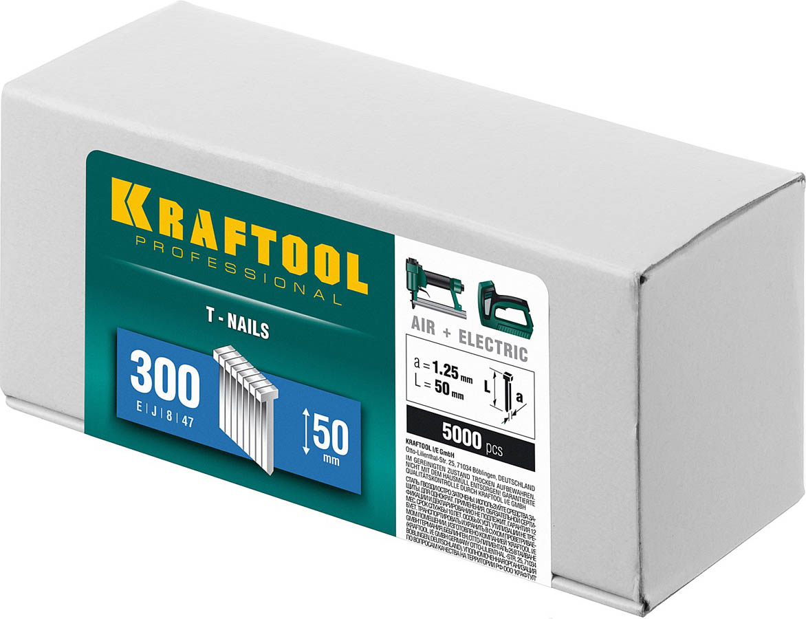 KRAFTOOL гвозди тип 300, 50 мм, гвозди для нейлера 31785-50 купить по цене 1 730 ₽ в интернет магазине ТЕХСАД