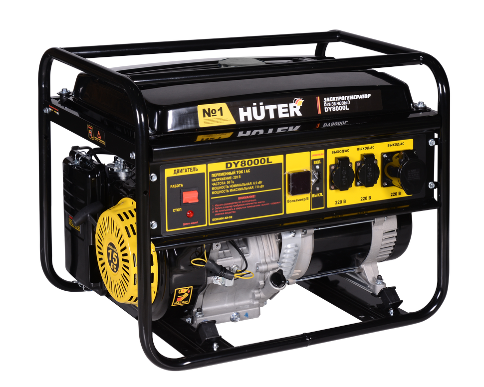 Портативный бензогенератор HUTER DY8000L купить по цене 50 290 ₽ в интернет магазине ТЕХСАД
