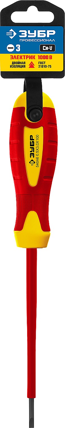 ЗУБР SL3х100 мм, отвертка диэлектрическая 25261-3.0-075_z01 купить по цене 181 ₽ в интернет магазине ТЕХСАД
