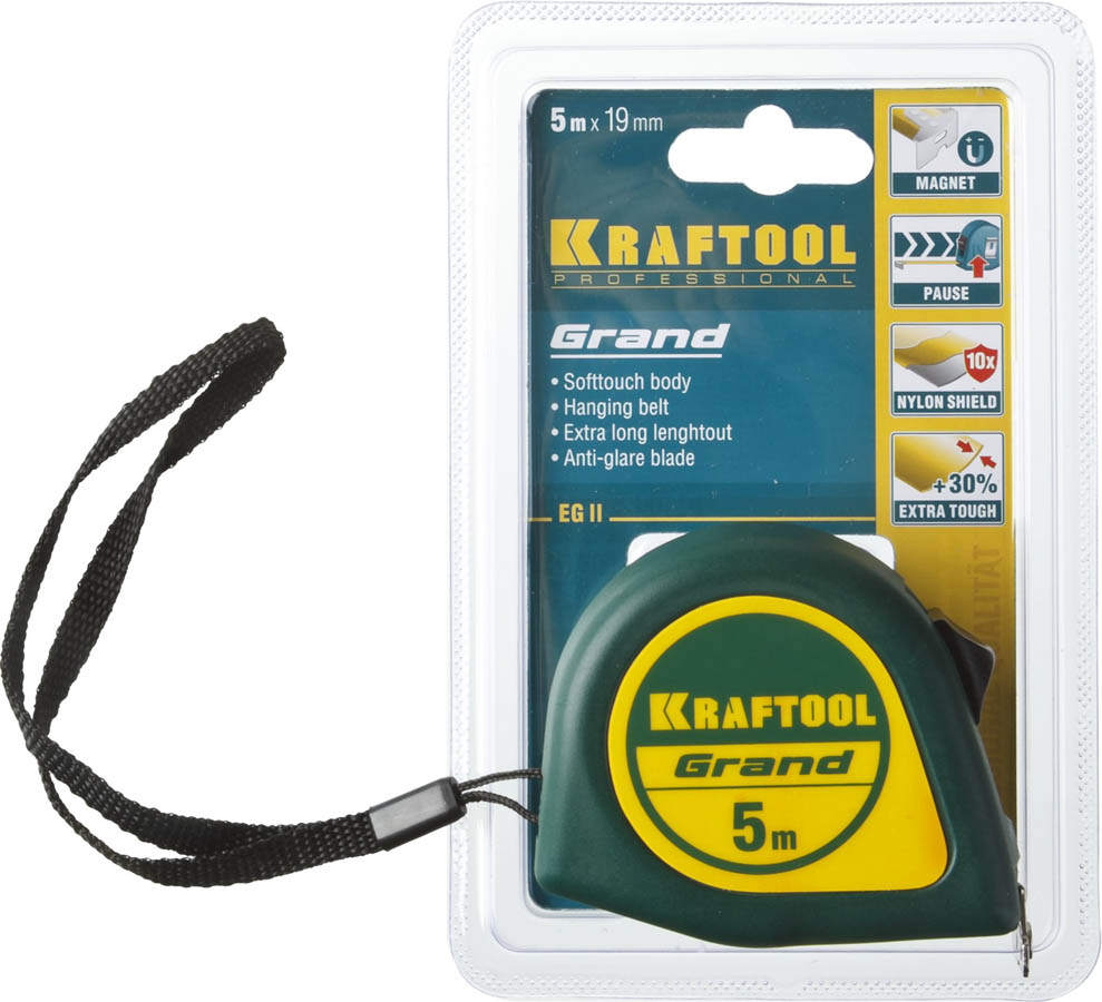 KRAFTOOL 5 м х 19 мм, рулетка GRAND 34022-05-19 купить по цене 490 ₽ в интернет магазине ТЕХСАД