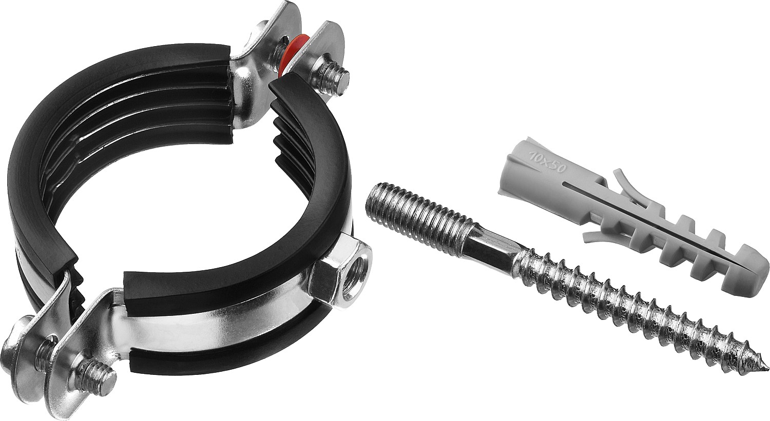 ЗУБР 1 шт., 1 1/2'', оцинкованный, в комплекте с сантехнической шпилькой и дюбелем, хомут трубный с гайкой 37866-47-52 Мастер купить по цене 90 ₽ в интернет магазине ТЕХСАД