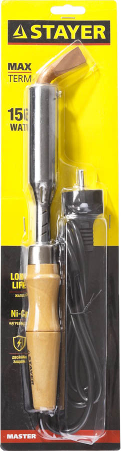 STAYER 150 Вт, 220 В, клин, электропаяльник для лужения с деревянной рукояткой Maxterm 55311-150 Master купить по цене 1 810 ₽ в интернет магазине ТЕХСАД