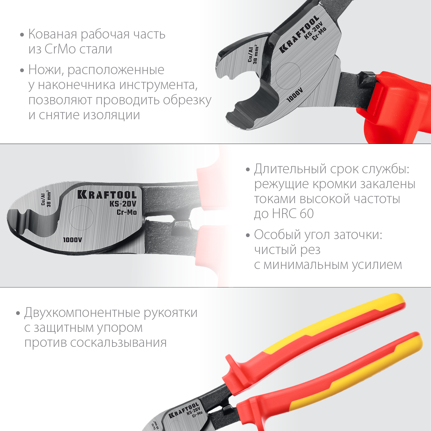 KRAFTOOL 210 мм, до 11 мм, кабелерез диэлектрический KS-20V 23333-20V купить по цене 2 830 ₽ в интернет магазине ТЕХСАД