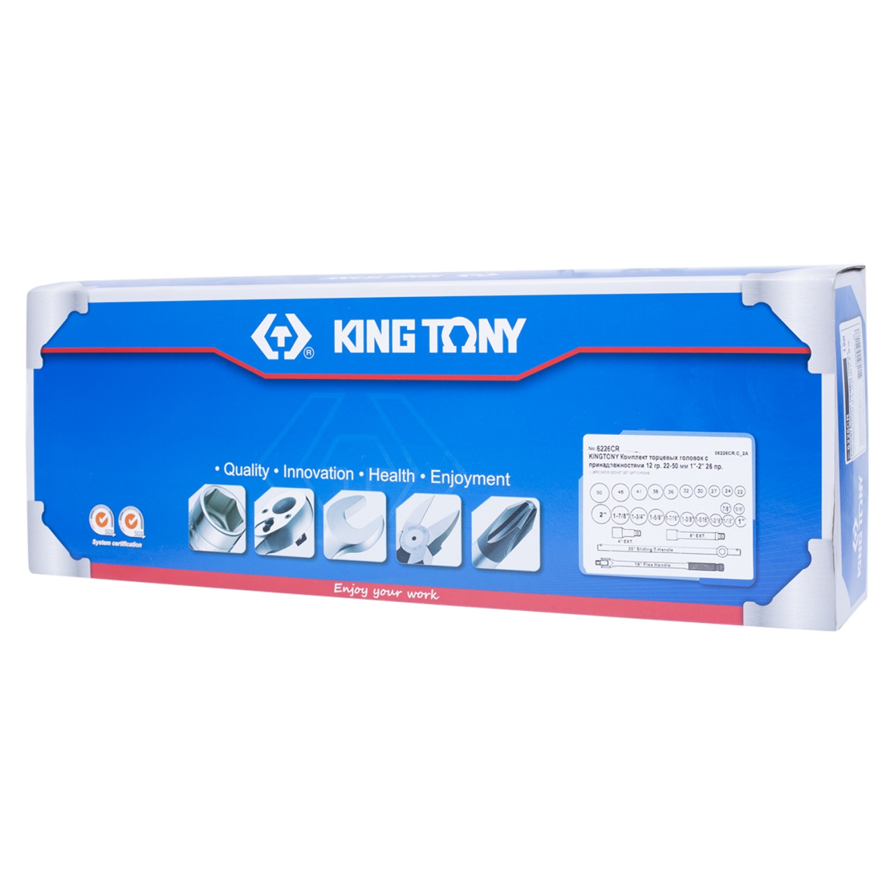 Набор торцевых головок с принадлежностями 3/4'', двенадцатигранные, 22-50 мм, 7/8''-2'', 26 предметов KING TONY 6226CR купить по цене 31 850 ₽ в интернет магазине ТЕХСАД