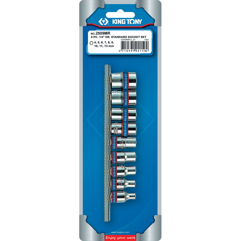Набор торцевых головок 1/4'', шестигранные, 4-13 мм, 9 предметов KING TONY 2509MR купить по цене 800 ₽ в интернет магазине ТЕХСАД