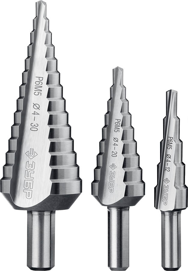 ЗУБР 3 шт., Р6М5, набор ступенчатых сверл 29670-4-30-H3_z01 Профессионал купить по цене 5 550 ₽ в интернет магазине ТЕХСАД