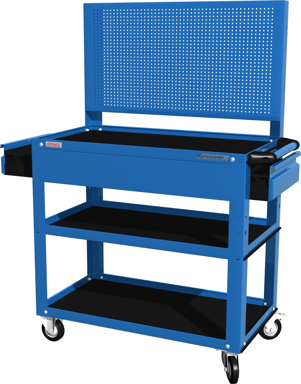 Тележка открытая, 3 полки и 2 ящика, синяя FERRUM 02.232P-5015 купить по цене 15 967 ₽ в интернет магазине ТЕХСАД