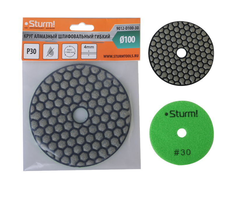 Круг шлифовальный гибкий Sturm! 9012-D100-30 купить по цене 440 ₽ в интернет магазине ТЕХСАД