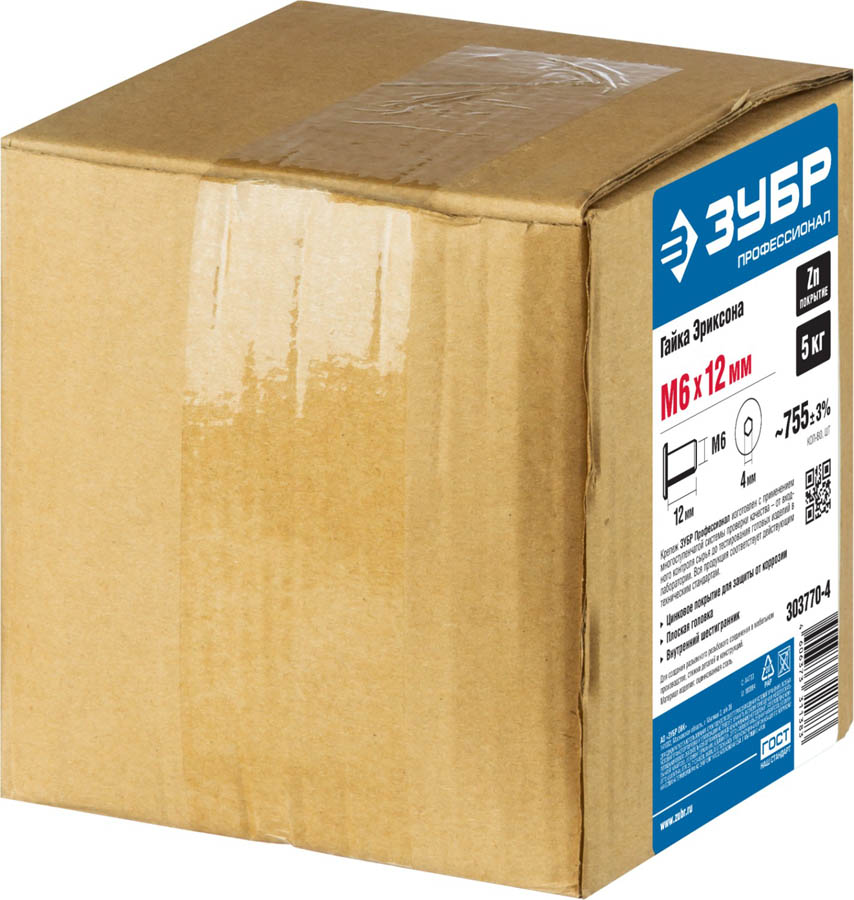ЗУБР M6x12 мм, 5 кг (755 шт), оцинкованная, шест. 4 мм, гайка Эриксона с плоской головкой 303770-4 ЗУБР M6x12 мм, 5 кг (755 шт), оцинкованная, шест. 4 мм, гайка Эриксона с плоской головкой 303770-4 купить по цене 4 890 ₽ в интернет магазине ТЕХСАД
