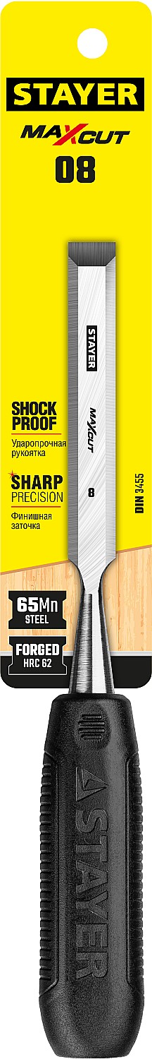 STAYER 8 мм, с плоской пластмассовой ручкой, стамеска 1820-08_z01 купить по цене 420 ₽ в интернет магазине ТЕХСАД