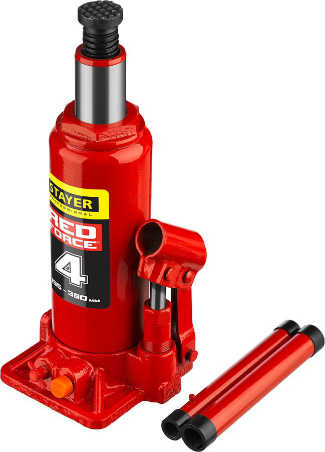 STAYER 4 т, 195-380 мм, домкрат бутылочный гидравлический RED FORCE 43160-4_z01 Professional купить по цене 1 940 ₽ в интернет магазине ТЕХСАД
