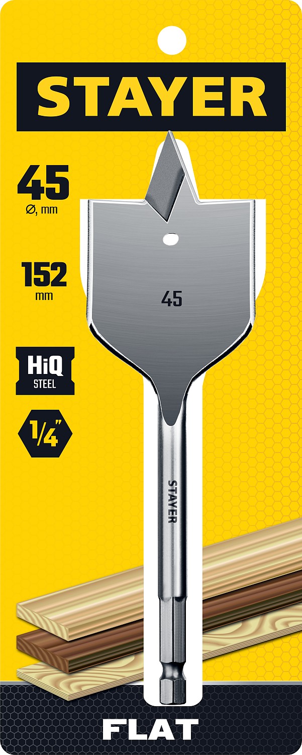 STAYER d=45 мм, сверло по дереву перовое 2950-45_z01 Master купить по цене 370 ₽ в интернет магазине ТЕХСАД
