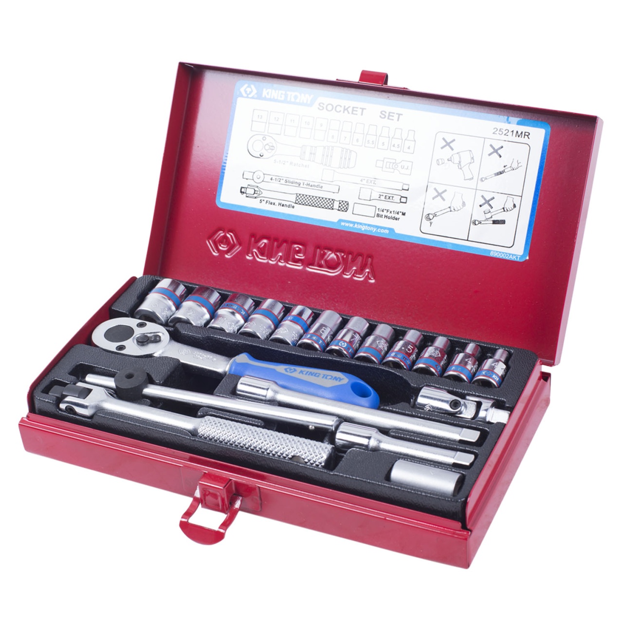 Набор торцевых головок с принадлежностями 1/4'', шестигранные, 4-13 мм, 19 предметов KING TONY 2521MR купить по цене 4 570 ₽ в интернет магазине ТЕХСАД