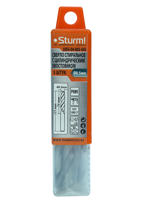 Сверло по металлу Sturm! 1055-04-8S5-SS5 купить по цене 470 ₽ в интернет магазине ТЕХСАД