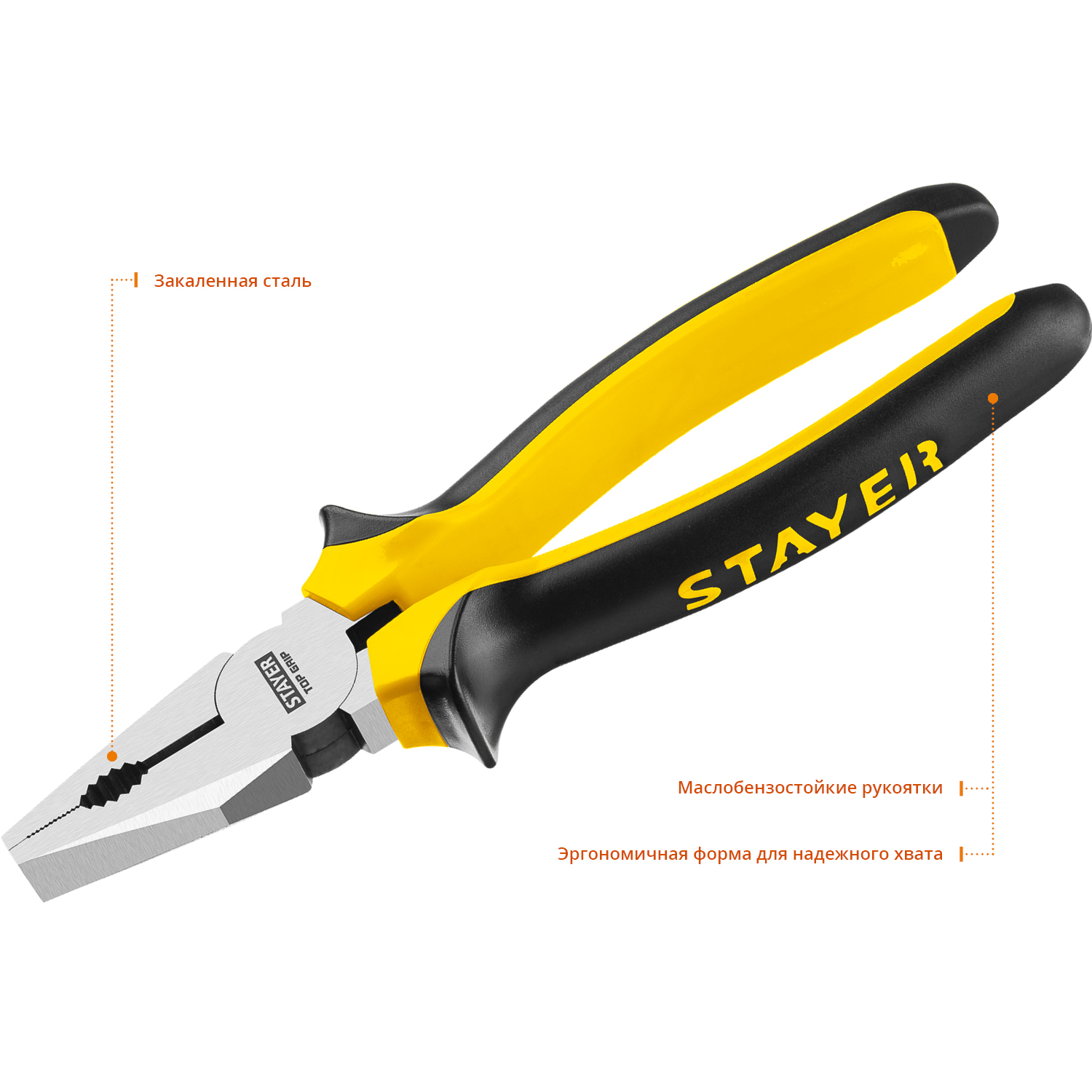 STAYER 200 мм, плоскогубцы комбинированные TOPGrip 2205-1-20_z02 купить по цене 490 ₽ в интернет магазине ТЕХСАД