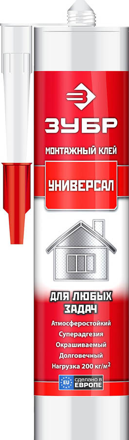 ЗУБР 300 мл, универсальный, бежевый, монтажный клей 41331 купить по цене 213 ₽ в интернет магазине ТЕХСАД