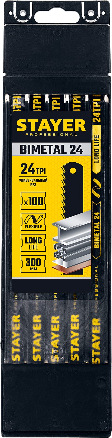 STAYER 24 TPI, 300 мм, 100 шт., полотно для ножовки по металлу Bimetal-24 15932-24 Professional купить по цене 116 ₽ в интернет магазине ТЕХСАД