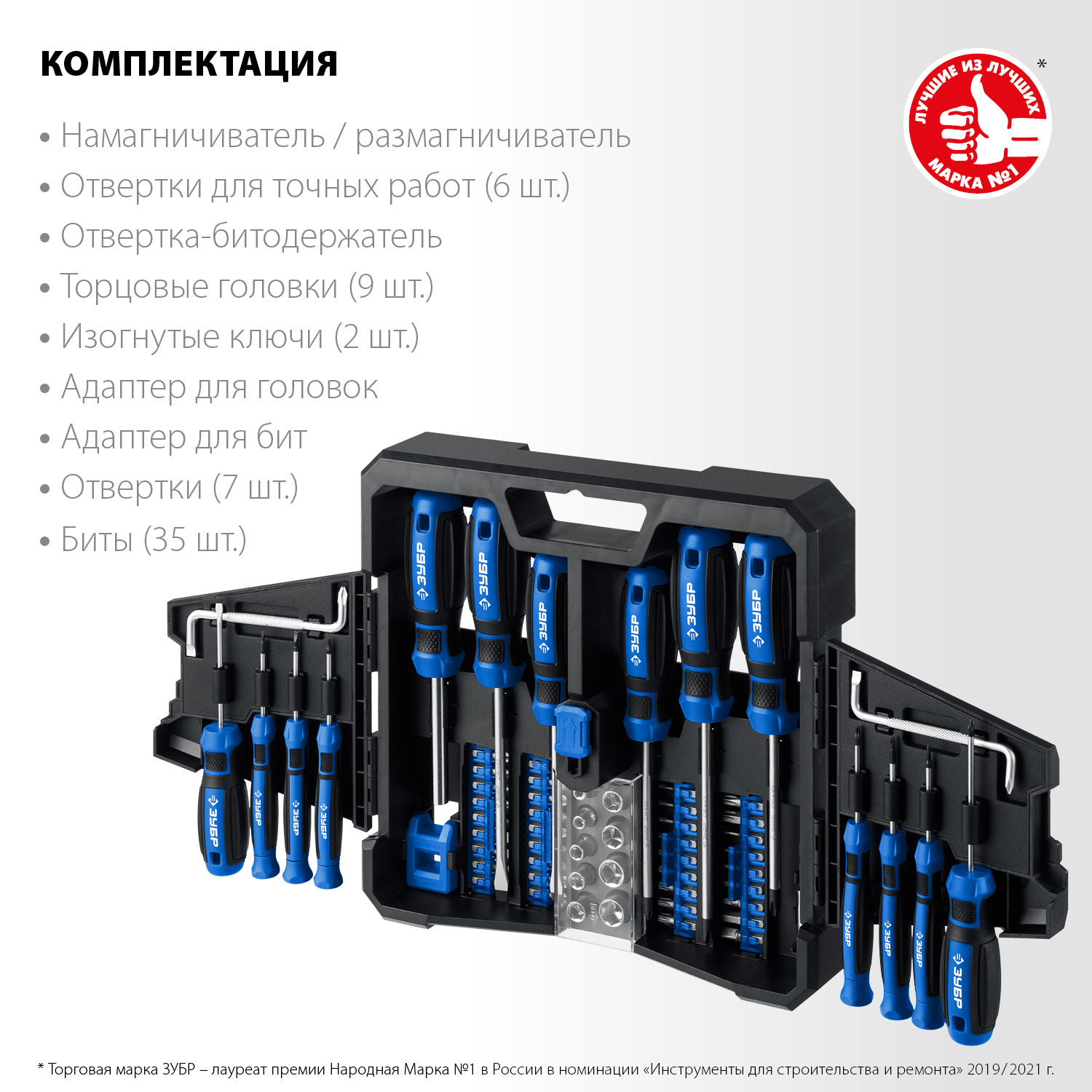 ЗУБР 63 шт., набор отверток с насадками 25243 Профессионал купить по цене 3 870 ₽ в интернет магазине ТЕХСАД