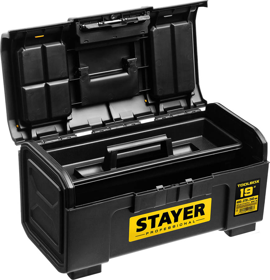 STAYER 480 х 270 х 240, пластиковый, ящик для инструмента TOOLBOX-19 38167-19 Professional купить по цене 2 050 ₽ в интернет магазине ТЕХСАД
