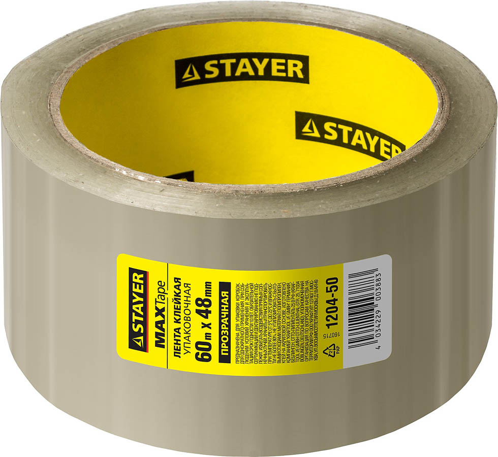 STAYER 48 мм х 60 м, 45 мкм, упаковочная клейкая лента (скотч), прозрачная 1204-50 купить по цене 136 ₽ в интернет магазине ТЕХСАД