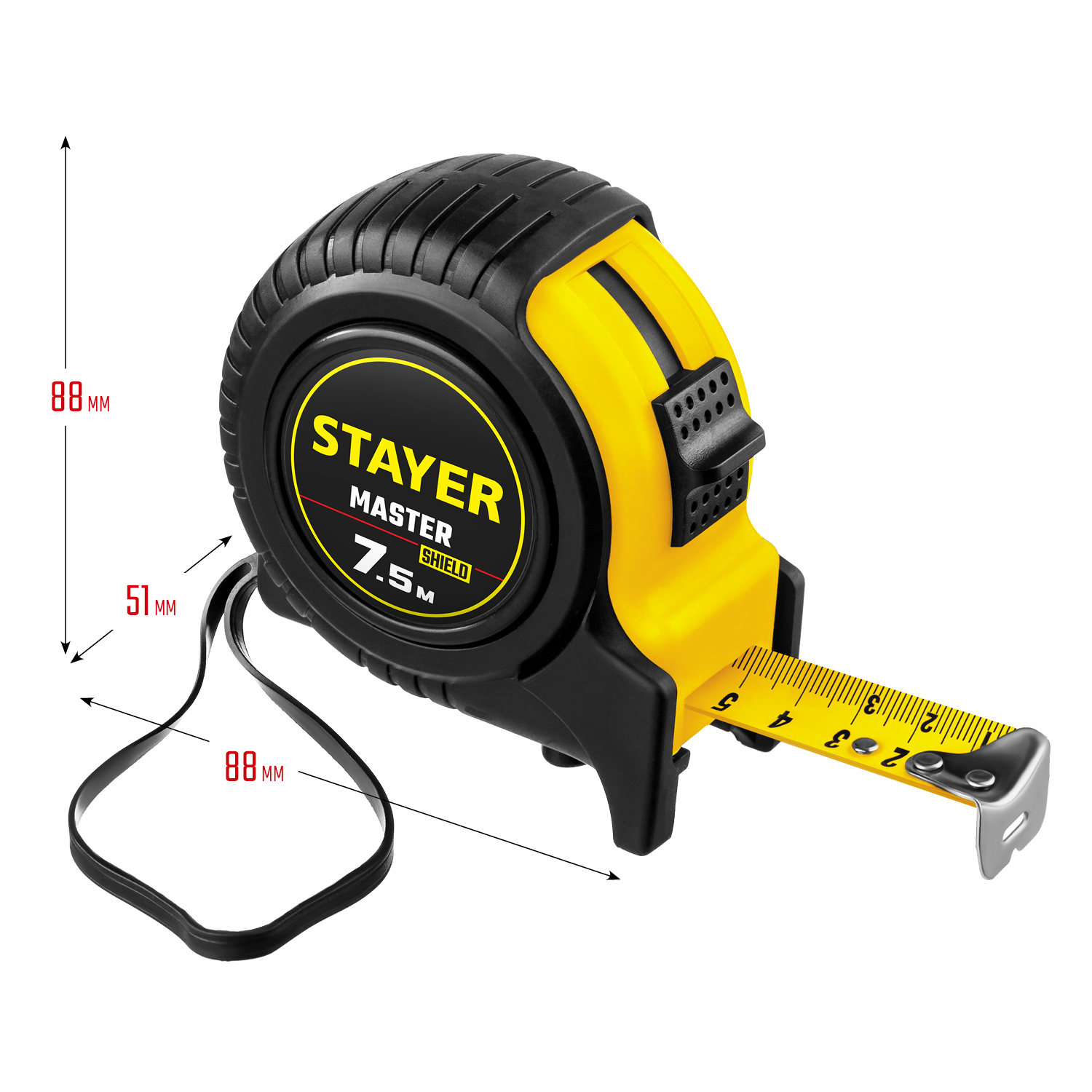 STAYER 7.5 м х 25 мм, ударостойкий, обрезиненный корпус, рулетка 34025-07_z01 Master купить по цене 500 ₽ в интернет магазине ТЕХСАД
