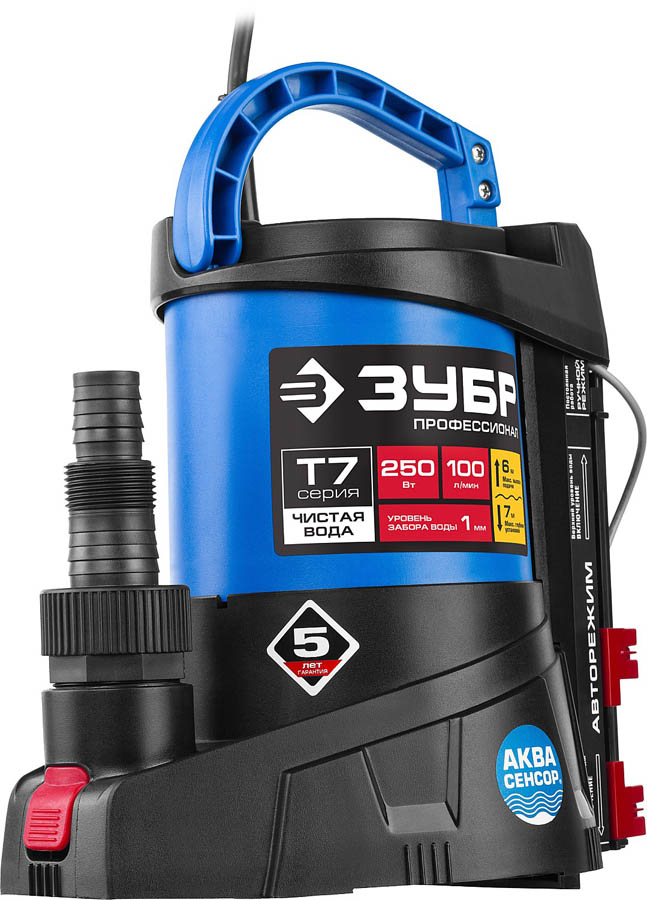 ЗУБР 250 Вт, 100 л/мин, насос погружной дренажный для чистой воды НПЧ-Т7-250 Профессионал купить по цене 7 980 ₽ в интернет магазине ТЕХСАД