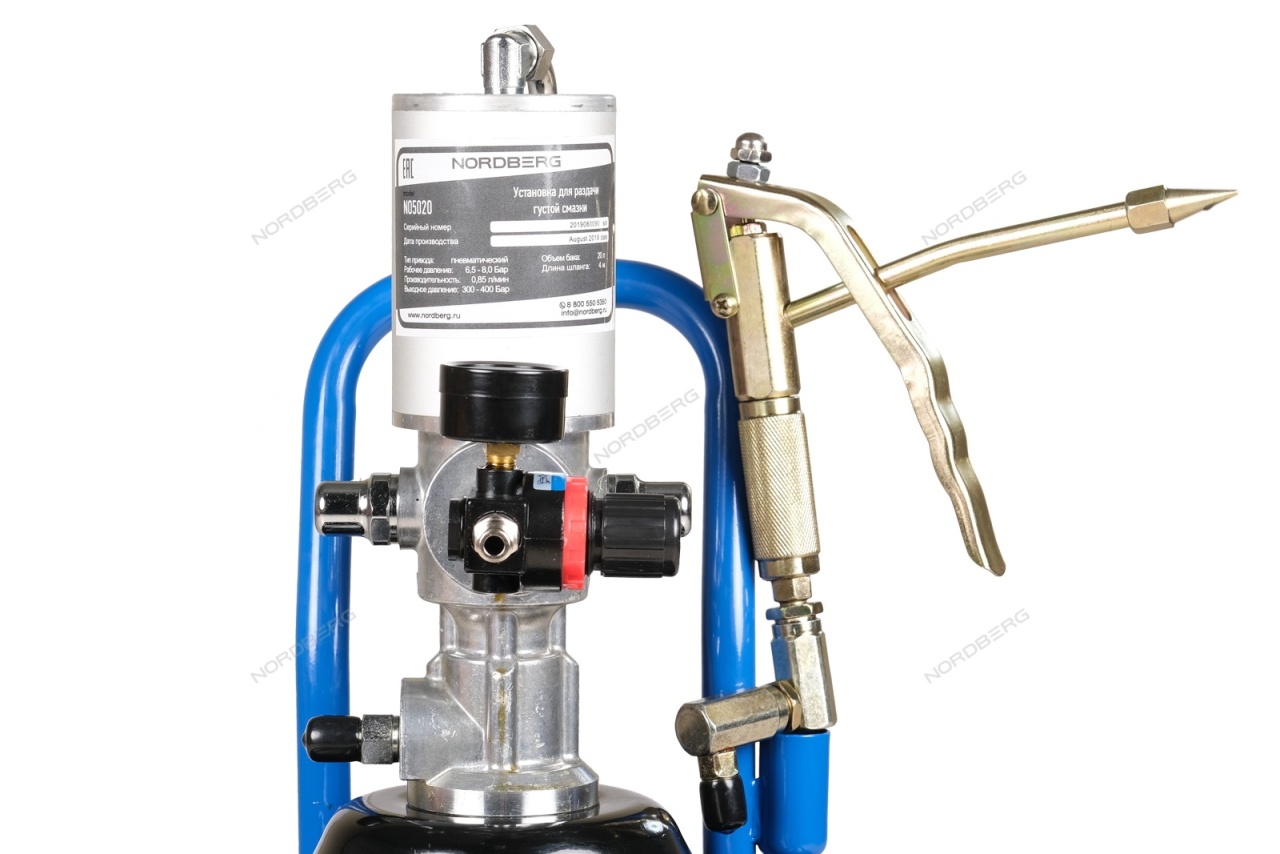 Солидолонагнетатель, 20 л, пневматический NORDBERG NO5020 купить по цене 16 592 ₽ в интернет магазине ТЕХСАД