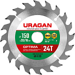 URAGAN 150 х 20/16 мм, 24Т, диск пильный по дереву Optima 36801-150-20-24_z01 купить по цене 360 ₽ в интернет магазине ТЕХСАД