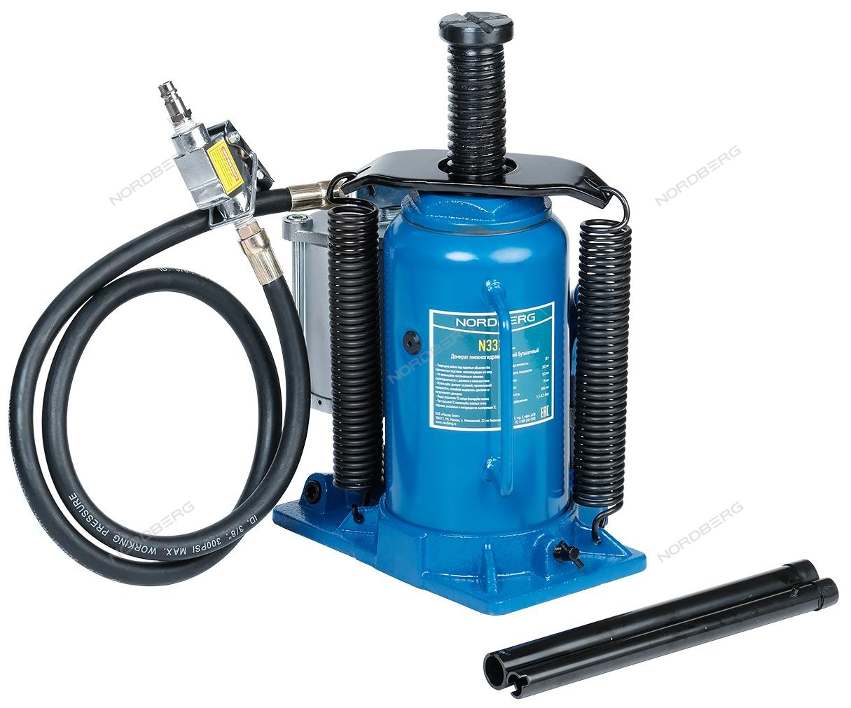 Домкрат бутылочный пневмогидравлический 20 т NORDBERG N3320L купить по цене 11&nbsp;576 ₽ в интернет магазине ТЕХСАД