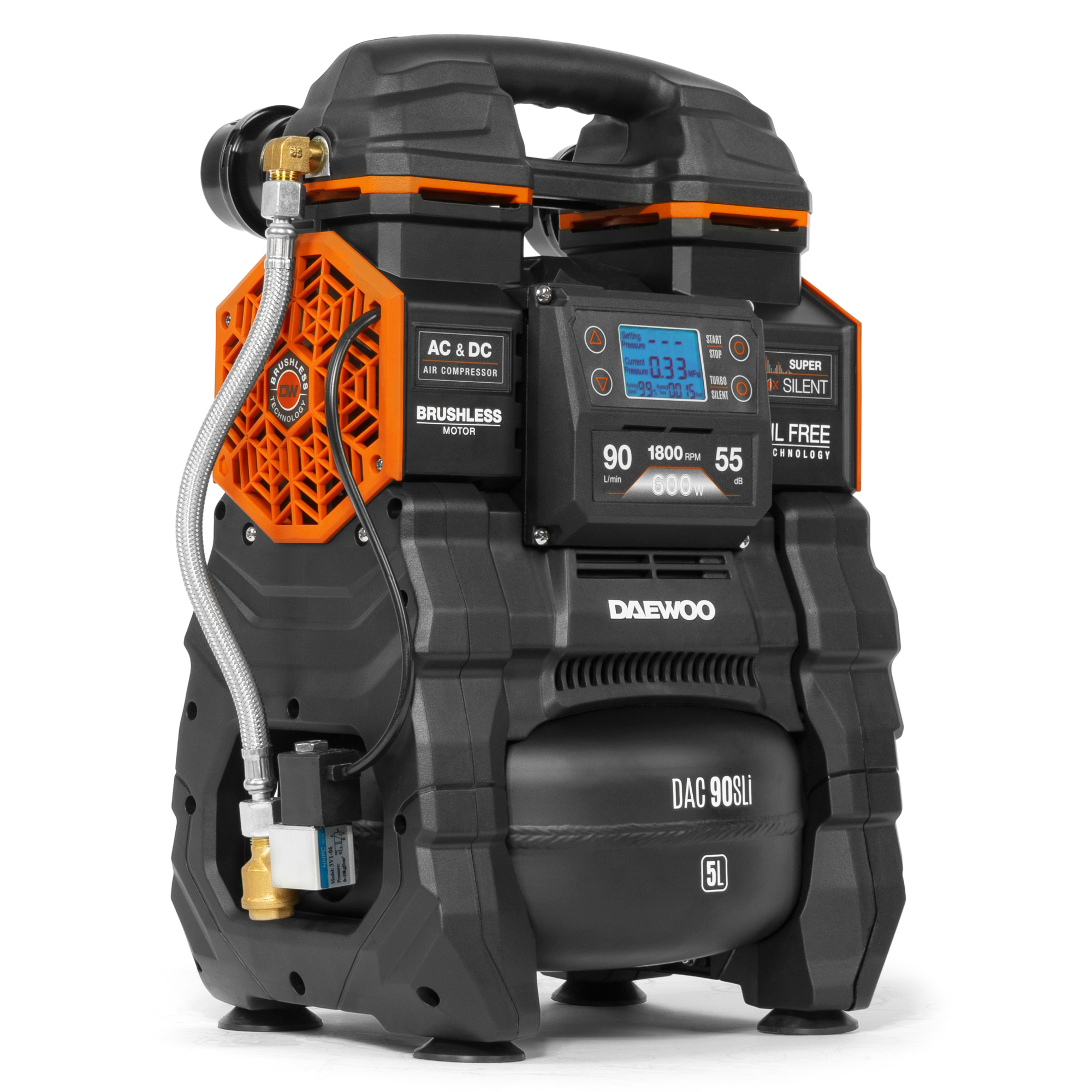 Компрессор аккумуляторный 21В / 220В DAEWOO DAC 90S Li купить по цене 32&nbsp;990 ₽ в интернет магазине ТЕХСАД
