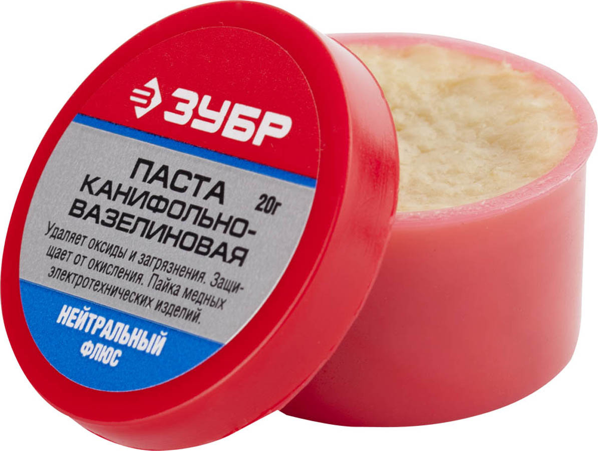 ЗУБР 20 гр., нейтральный, паста паяльная канифольно-вазелиновая 55475-020 купить по цене 69 ₽ в интернет магазине ТЕХСАД