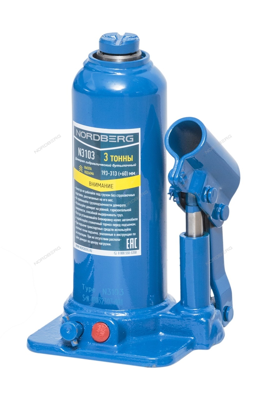 Домкрат бутылочный 3 т NORDBERG N3103 купить по цене 2 244 ₽ в интернет магазине ТЕХСАД