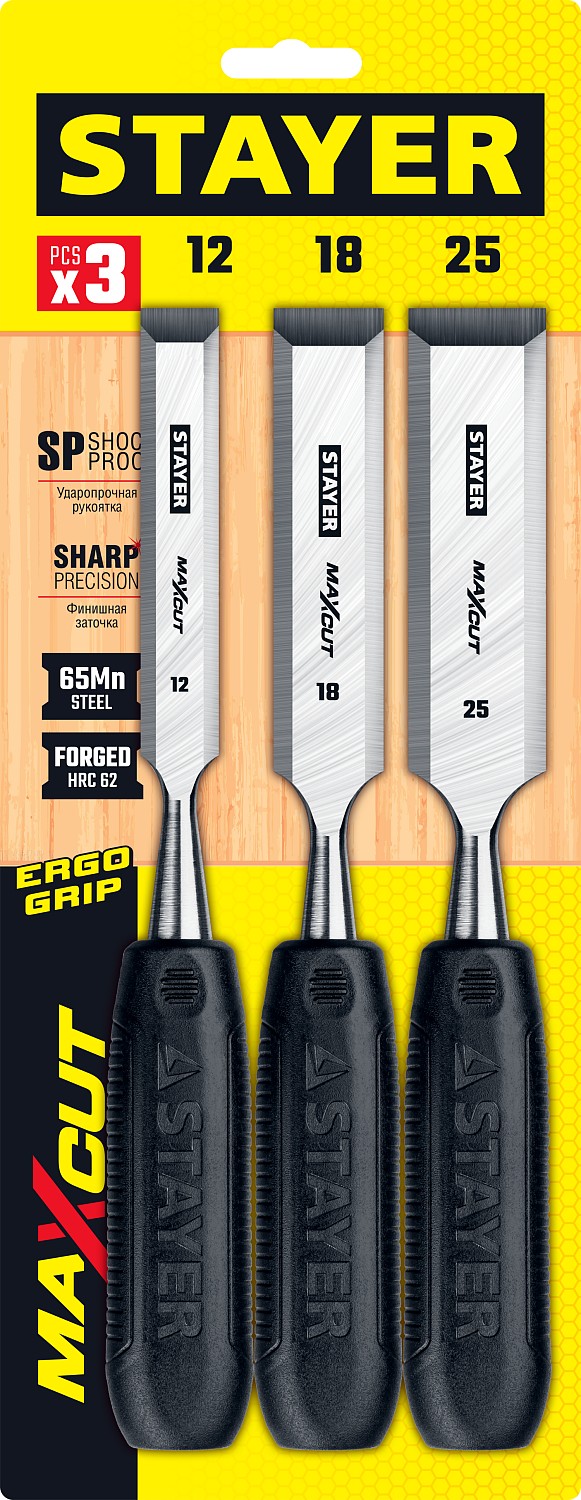 STAYER 3 шт, 12/18/25 мм, набор стамесок 1820-H3_z01 Master купить по цене 1 160 ₽ в интернет магазине ТЕХСАД