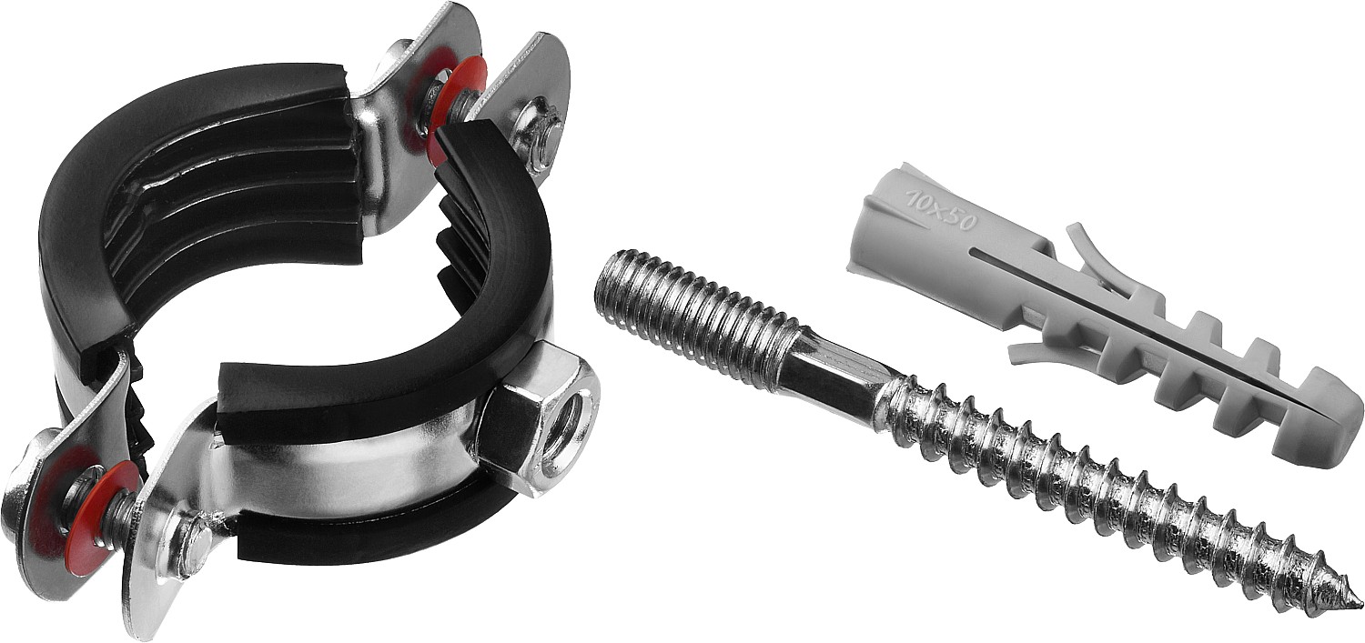 ЗУБР 1 шт., 1'', оцинкованный, в комплекте с сантехнической шпилькой и дюбелем, хомут трубный с гайкой 37866-32-37 Мастер купить по цене 73 ₽ в интернет магазине ТЕХСАД