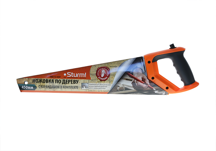 Ножовка по дереву Sturm! 1060-12-4507 со встроенным карандашом купить по цене 840 ₽ в интернет магазине ТЕХСАД