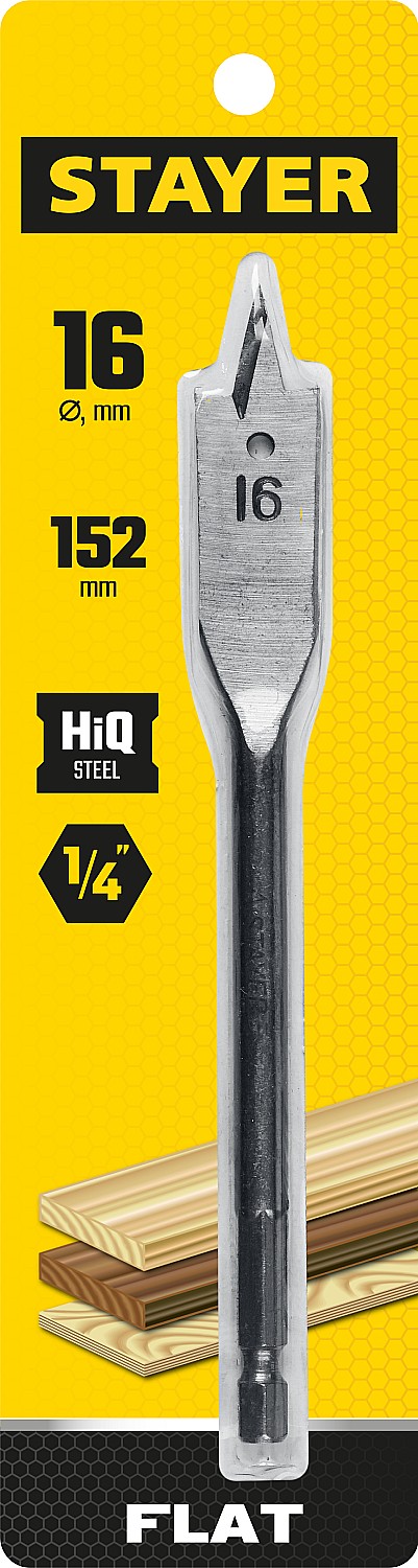 STAYER FLAT 16x152мм, сверло по дереву перовое 2950-16_z01 Master купить по цене 146 ₽ в интернет магазине ТЕХСАД