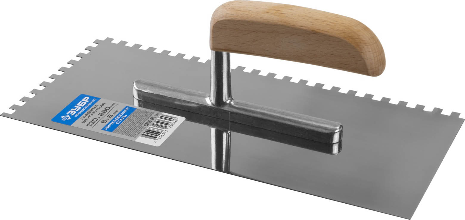 ЗУБР 130x280 мм, 6х6 мм, нержавеющая, деревянная рукоятка, гладилка штукатурная 0806-06_z01 Профессионал купить по цене 261 ₽ в интернет магазине ТЕХСАД