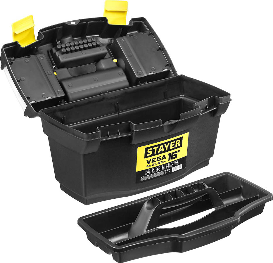 STAYER 410 x 210 x 230 мм (16''), пластиковый, ящик для инструментов VEGA-16 38105-16_z03 купить по цене 970 ₽ в интернет магазине ТЕХСАД