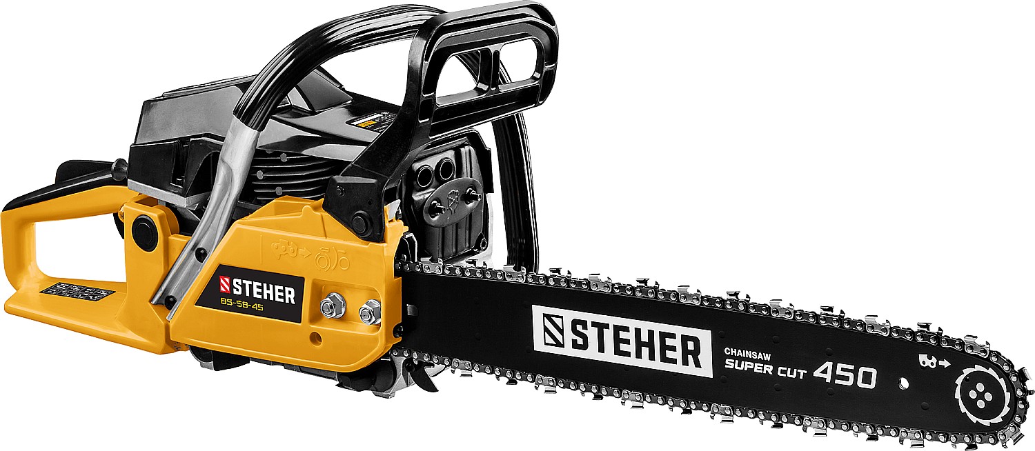 STEHER 2.6 кВт/ 3.5 л.с, 450 мм, пила цепная бензиновая BS-58-45 купить по цене 9 380 ₽ в интернет магазине ТЕХСАД