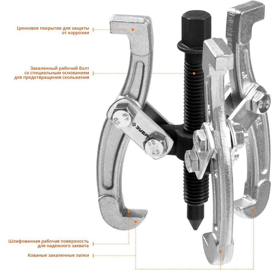 ЗУБР 3-захватный, 70 мм, съемник шарнирный 43318-070 купить по цене 1 040 ₽ в интернет магазине ТЕХСАД