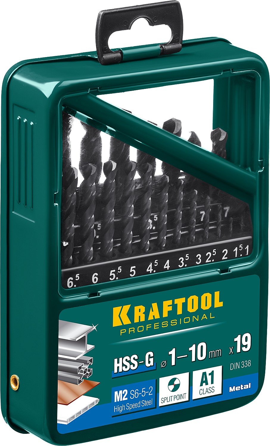 KRAFTOOL 19 шт. (Ø 1-10 мм), класс A, HSS-G, сталь М2(S6-5-2), набор сверл по металлу 29651-H19 купить по цене 3 740 ₽ в интернет магазине ТЕХСАД