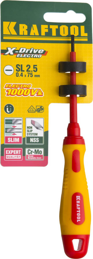 KRAFTOOL SL2.5х75 мм, отвертка высоковольтная 250083-2.5-075 купить по цене 340 ₽ в интернет магазине ТЕХСАД
