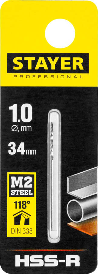 STAYER Ø 1 х 34 мм, сверло спиральное по металлу 29602-1 Professional купить по цене 30 ₽ в интернет магазине ТЕХСАД