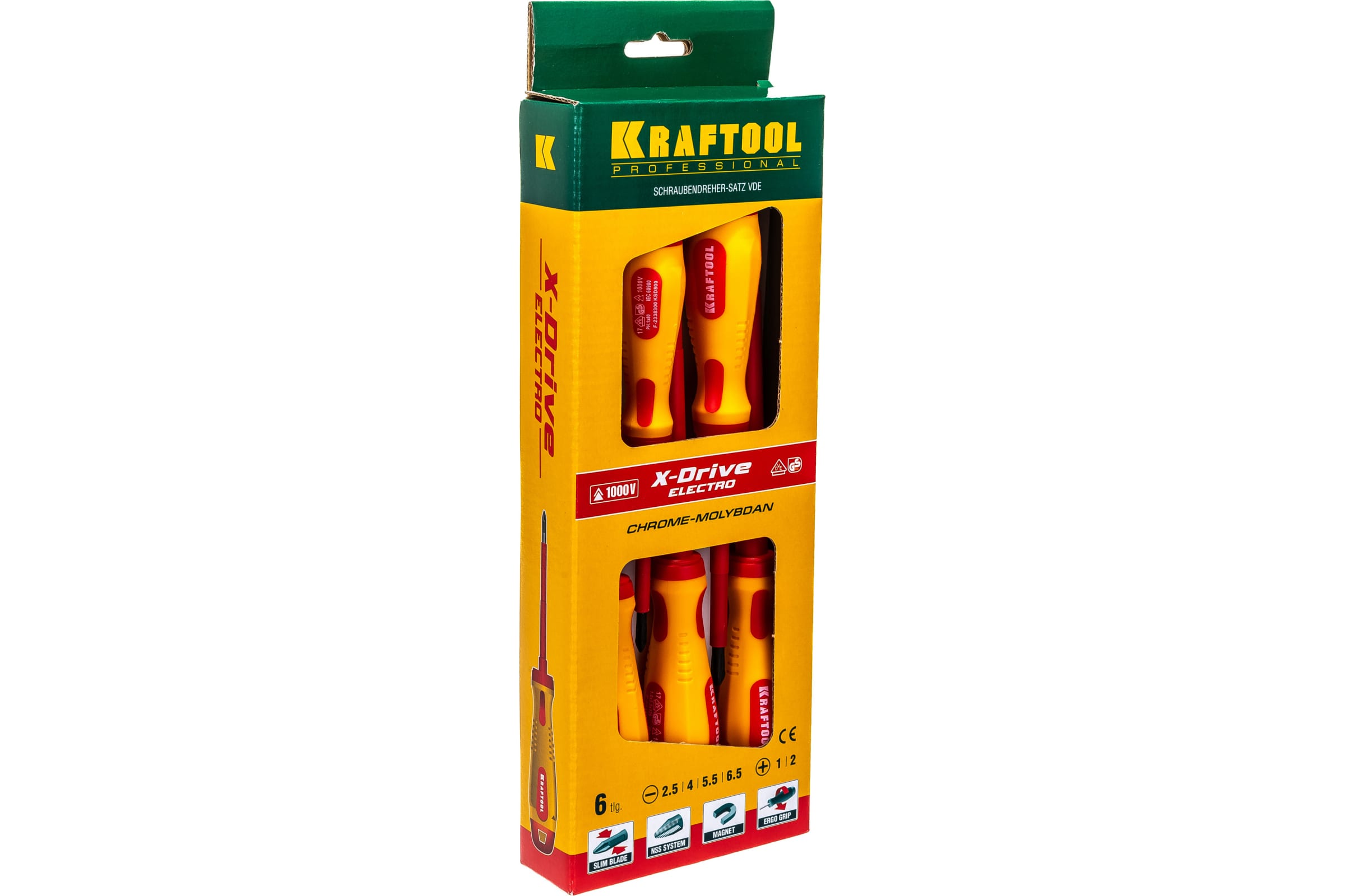 KRAFTOOL 6 шт., набор диэлектрических отверток Х-Drive Electro 250088-H6 купить по цене 1&nbsp;730 ₽ в интернет магазине ТЕХСАД