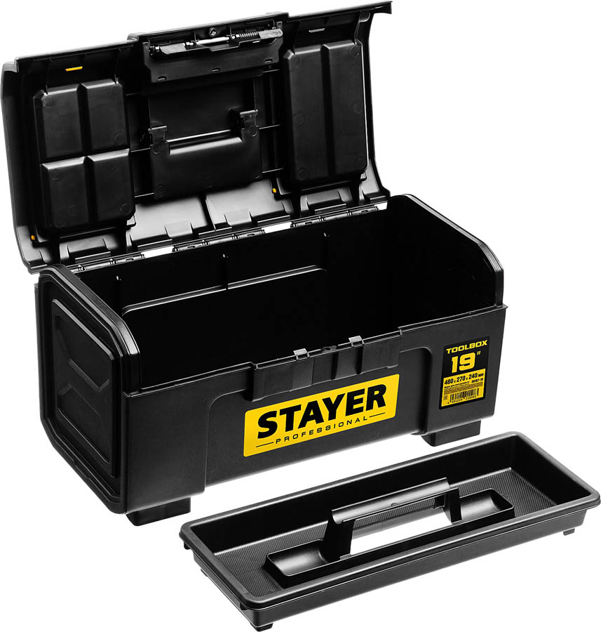 STAYER 480 х 270 х 240, пластиковый, ящик для инструмента TOOLBOX-19 38167-19 Professional купить по цене 2 050 ₽ в интернет магазине ТЕХСАД