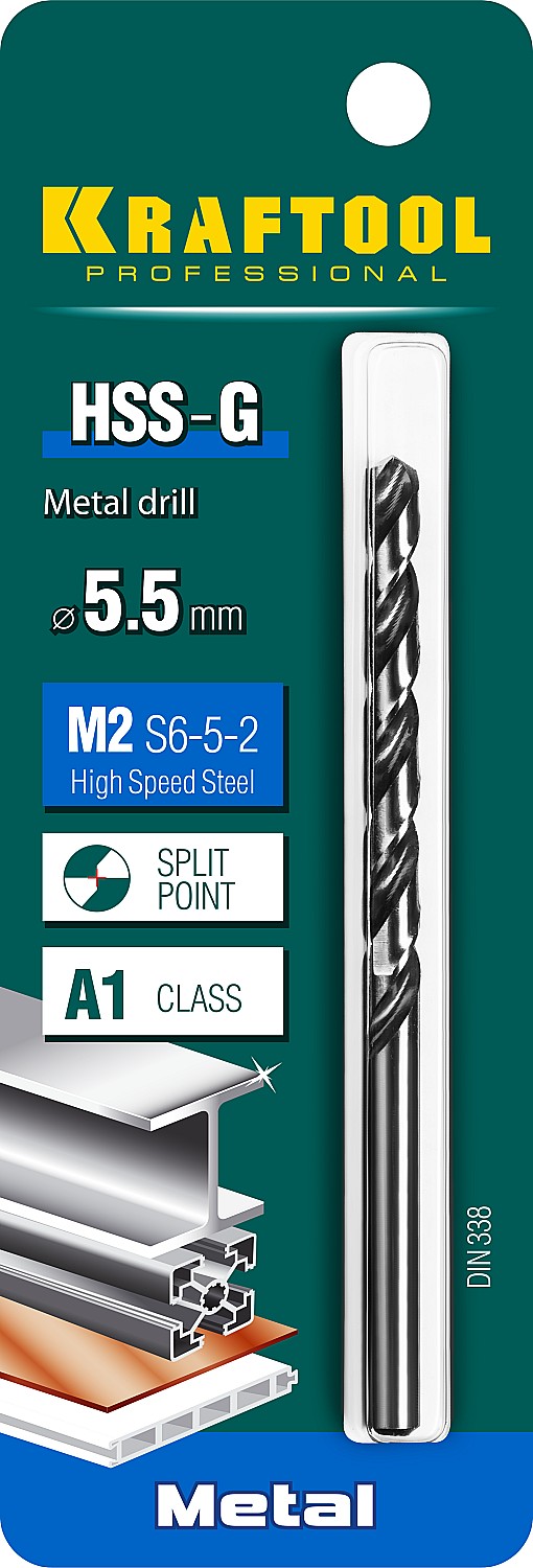 KRAFTOOL Ø 5.5 х 93 мм, HSS-G, сталь М2 (S6-5-2), класс A, сверло по металлу 29651-5.5 Pro KRAFTOOL Ø 5.5 х 93 мм, HSS-G, сталь М2 (S6-5-2), класс A, сверло по металлу 29651-5.5 Pro купить по цене 201 ₽ в интернет магазине ТЕХСАД